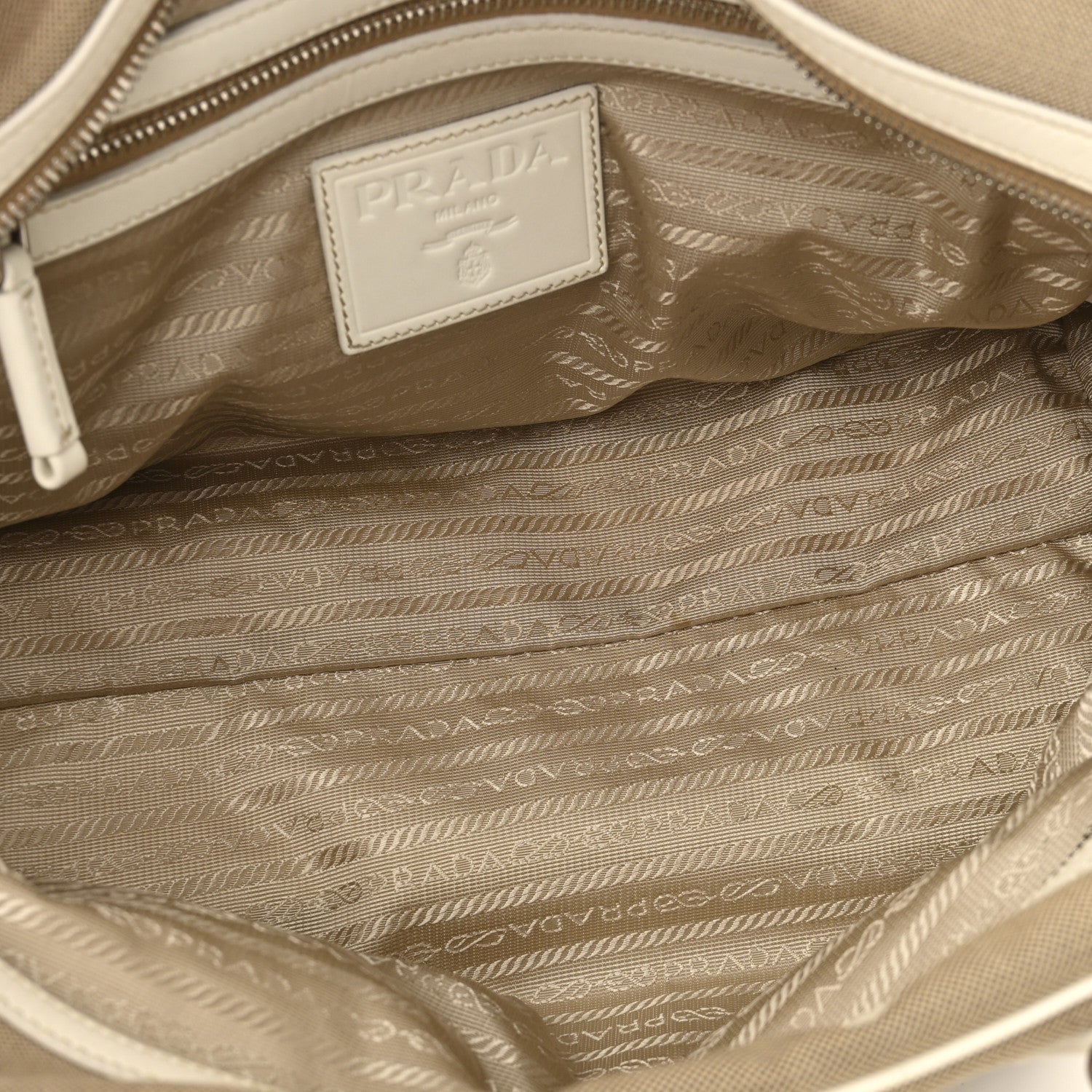 Prada Jacquard Logo Handbag Corda White 5 of 12