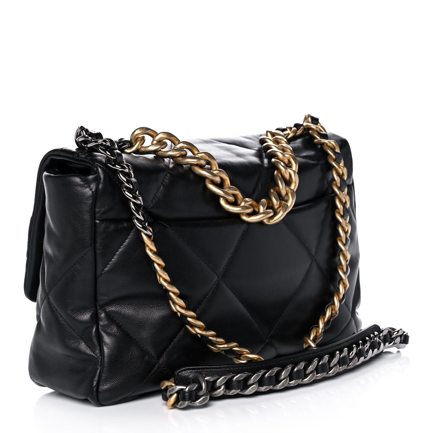 Goatskin Quilted Large Chanel 19 Flap Black