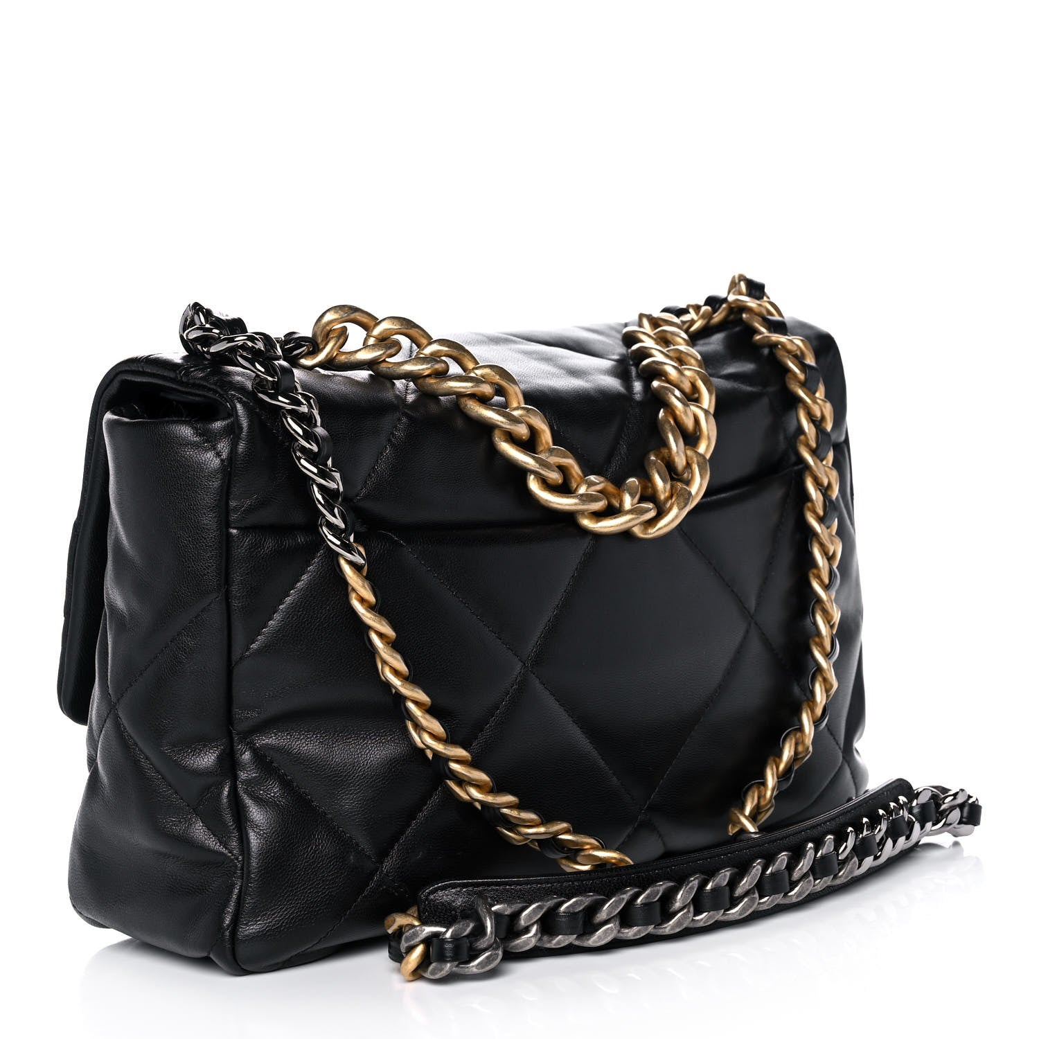 Chanel Goatskin Quilted Large Chanel 19 Flap Black 3 of 12