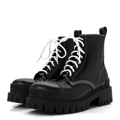 Balenciaga Calfskin Womens Strike 20mm Lace Up Boots 39 Black 3 of 9