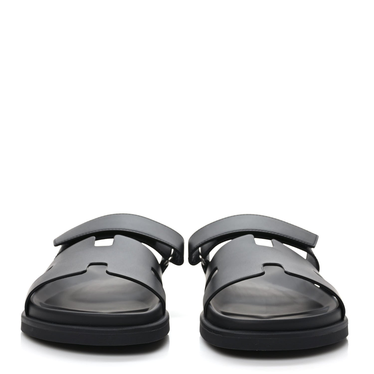 Hermes Calfskin Mens Chypre Sandals 42 Black 2 of 9