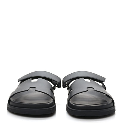 Hermes Calfskin Mens Chypre Sandals 42 Black 2 of 9