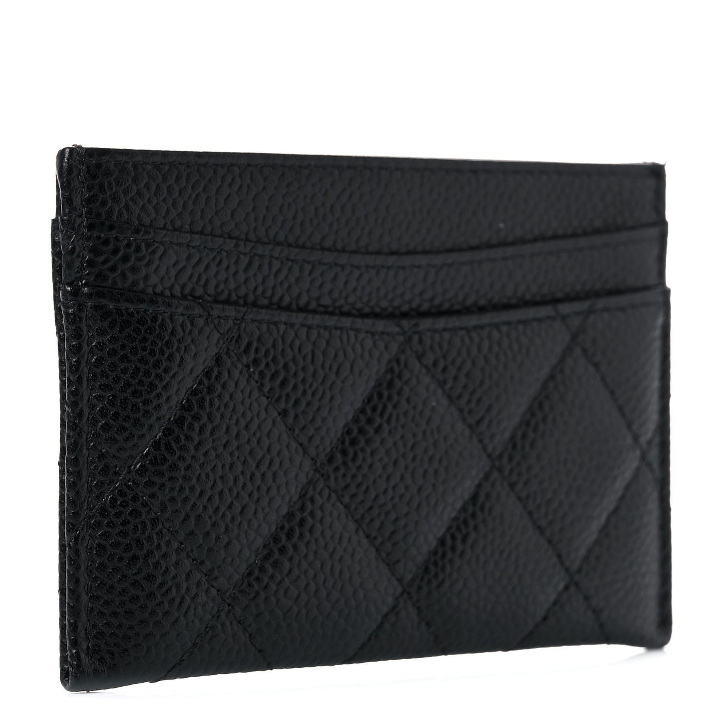 Caviar Quilted Card Holder Black