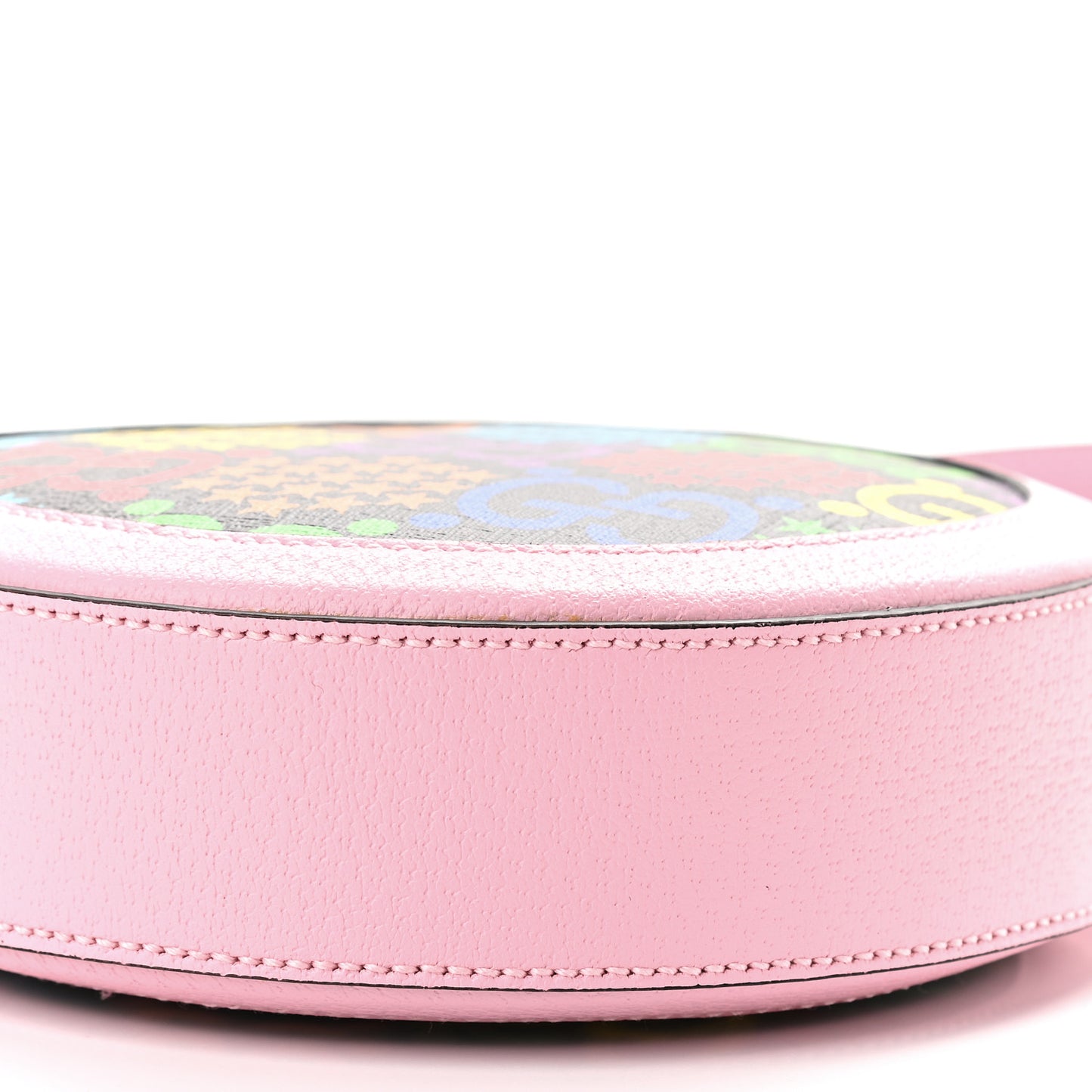 GG Supreme Monogram Psychedelic Round Shoulder Bag Black Multicolor Sugar Pink