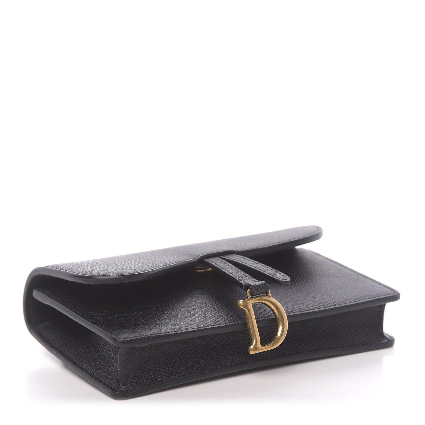Grained Calfskin Saddle Belt Bag Black