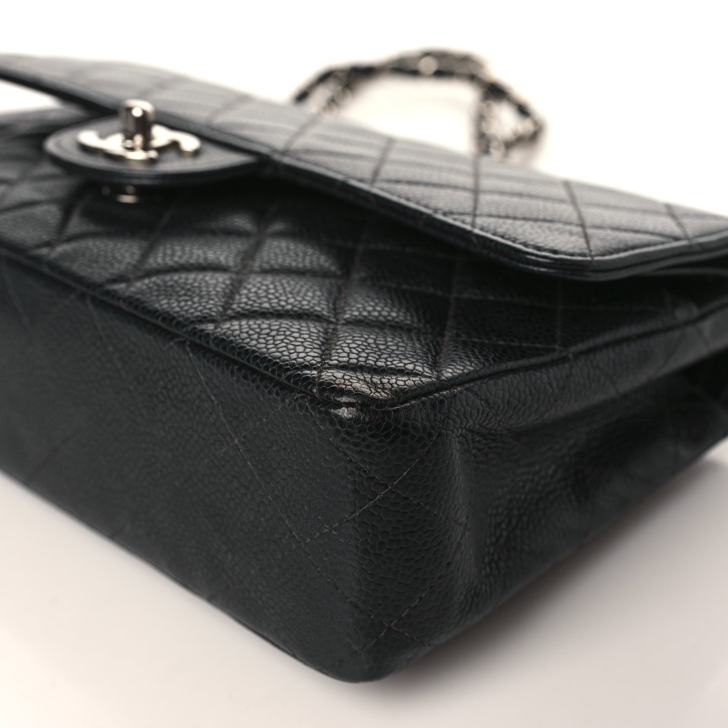 Caviar Quilted Medium Double Flap Black