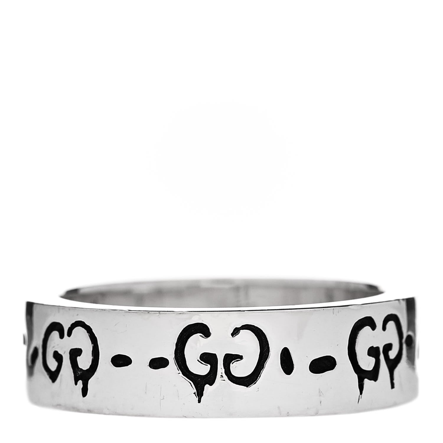 Gucci Sterling Silver Narrow GucciGhost Hamlet Skull Ring 56 7.5 3 of 6