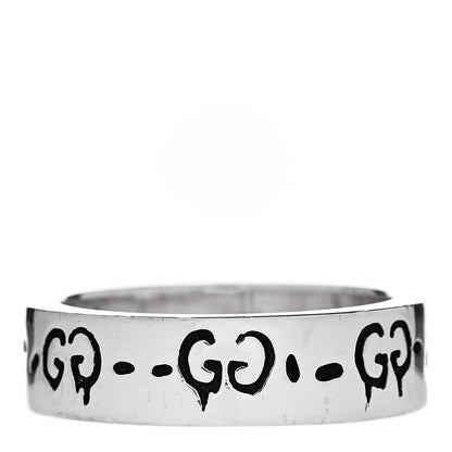 Gucci Sterling Silver Narrow GucciGhost Hamlet Skull Ring 56 7.5 3 of 6