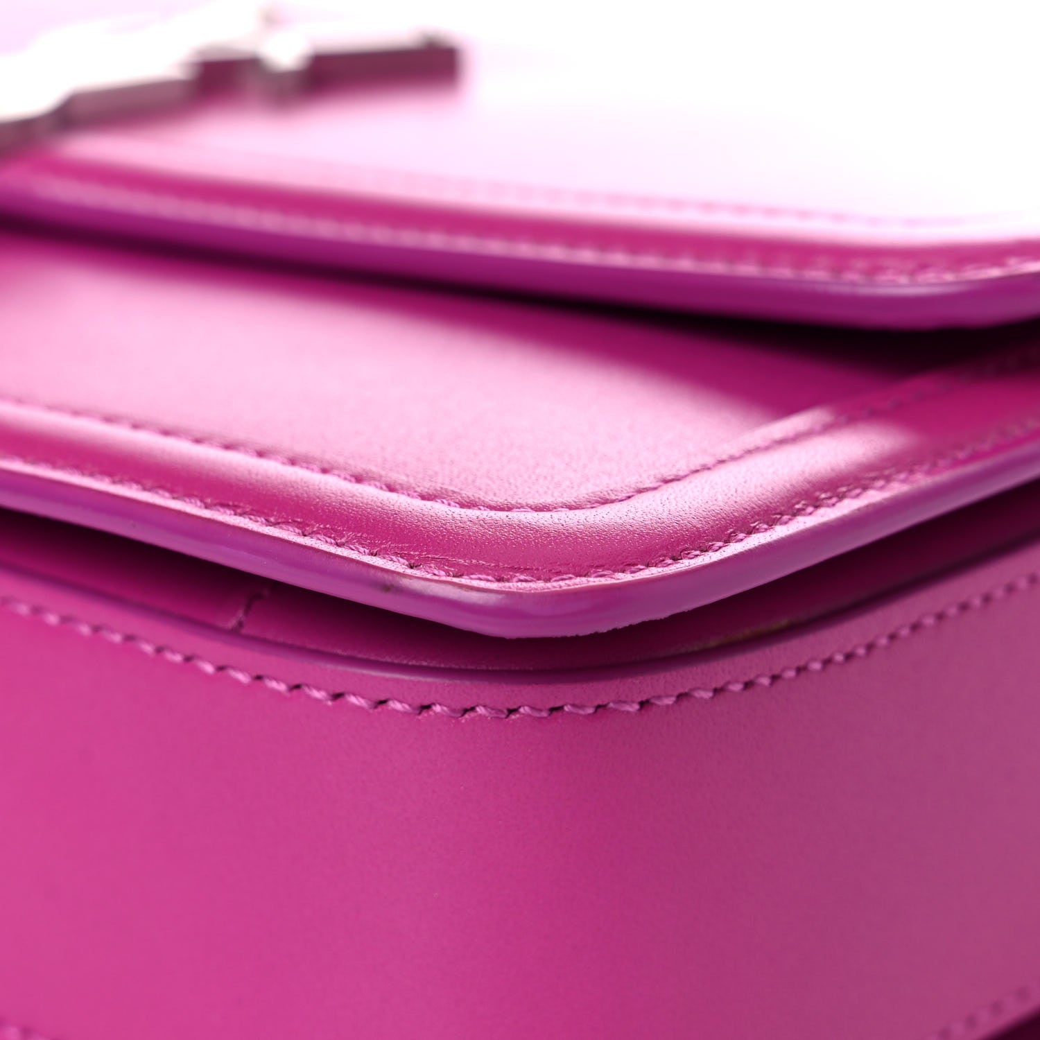 Saint Laurent Box Calfskin Monogram Medium Solferino Satchel Fuchsia 7 of 13