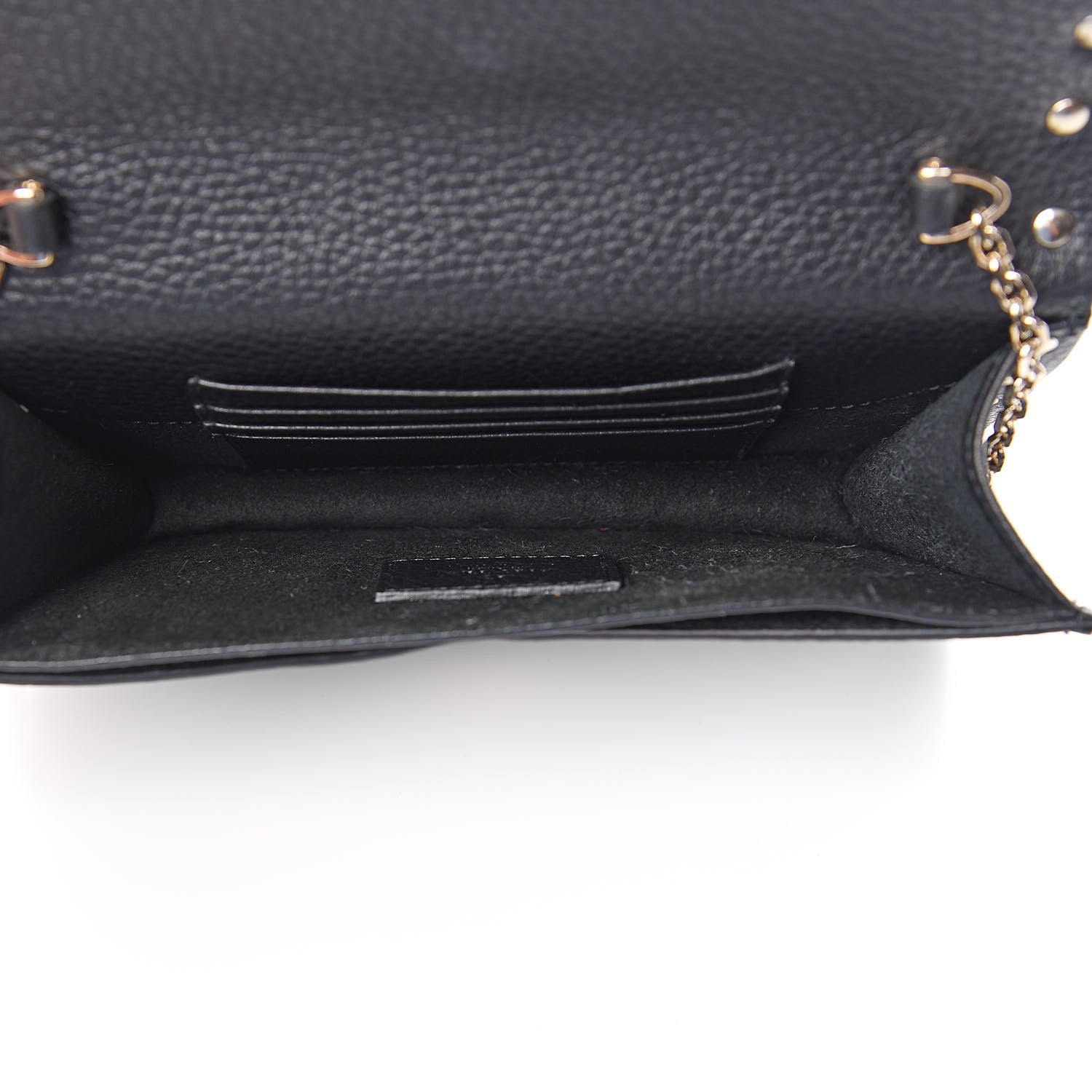 Valentino Garavani Pebbled Calfskin Rockstud Envelope Wallet on Chain Black 5 of 9