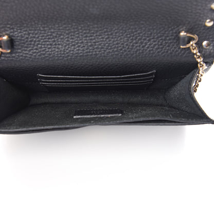 Valentino Garavani Pebbled Calfskin Rockstud Envelope Wallet on Chain Black 5 of 9