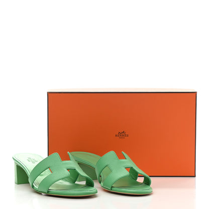 Hermes Epsom Oasis Sandals 37.5 Vert Pomme 9 of 9