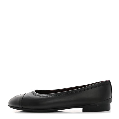 Chanel Lambskin Cap Toe CC Ballerina Flats 40 Black 1 of 15