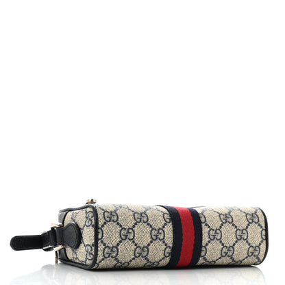 Gucci GG Supreme Monogram Textured Dollar Calfskin Web Mini Ophidia Shoulder Bag Beige Blue 4 of 13