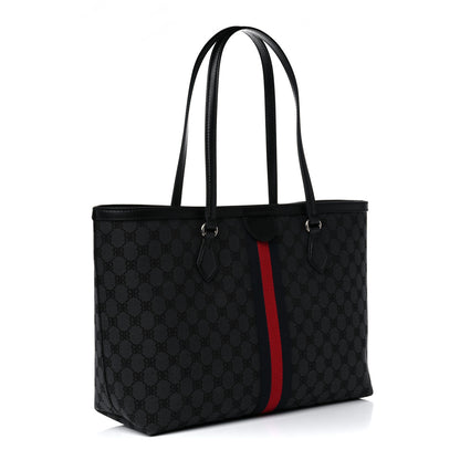 Gucci X BALENCIAGA BB Monogram Web Graffiti Medium Ophidia Shopping Tote Black 2 of 11