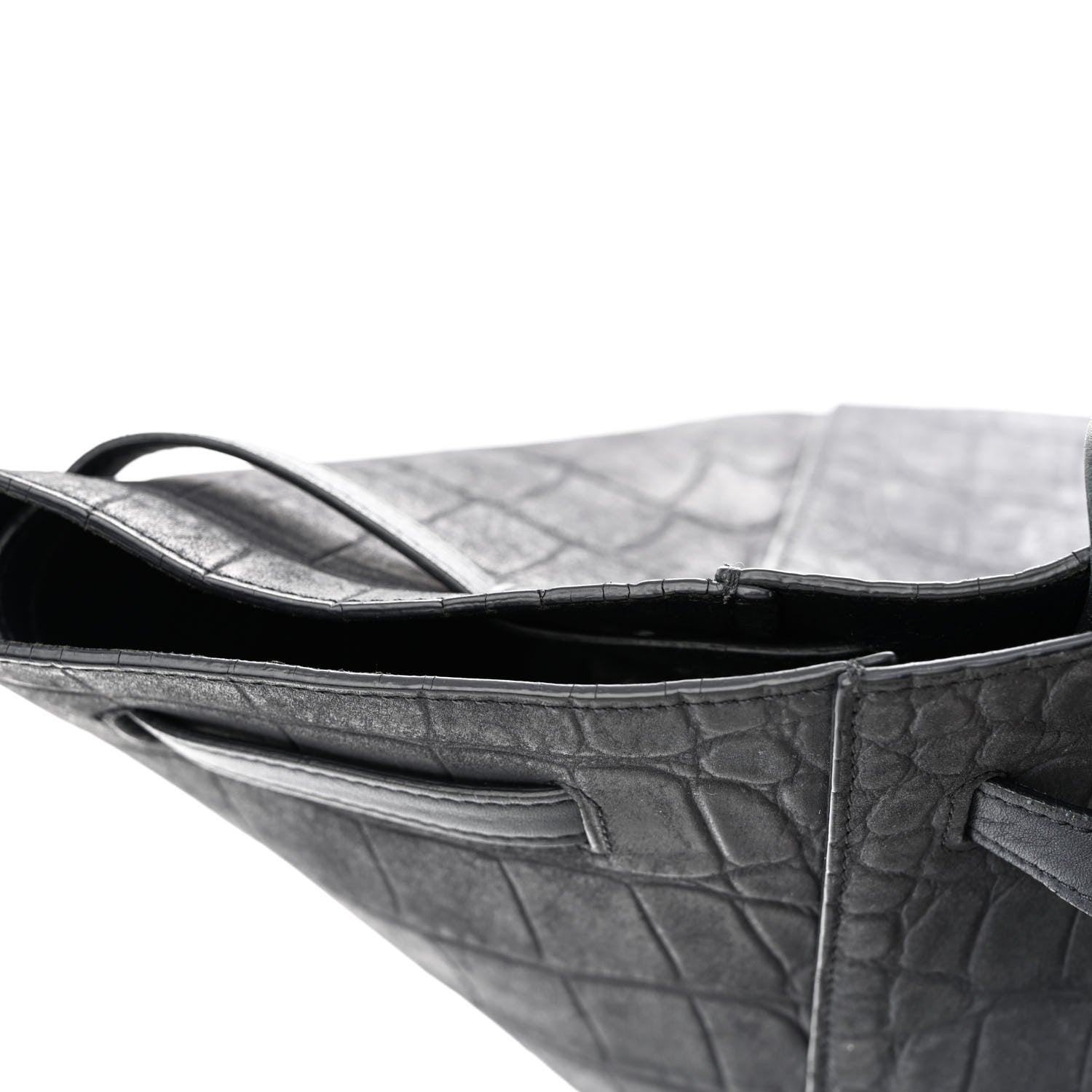 Celine Nubuck Crocodile Embossed Medium Belt Cabas Phantom Navy Blue 16 of 16