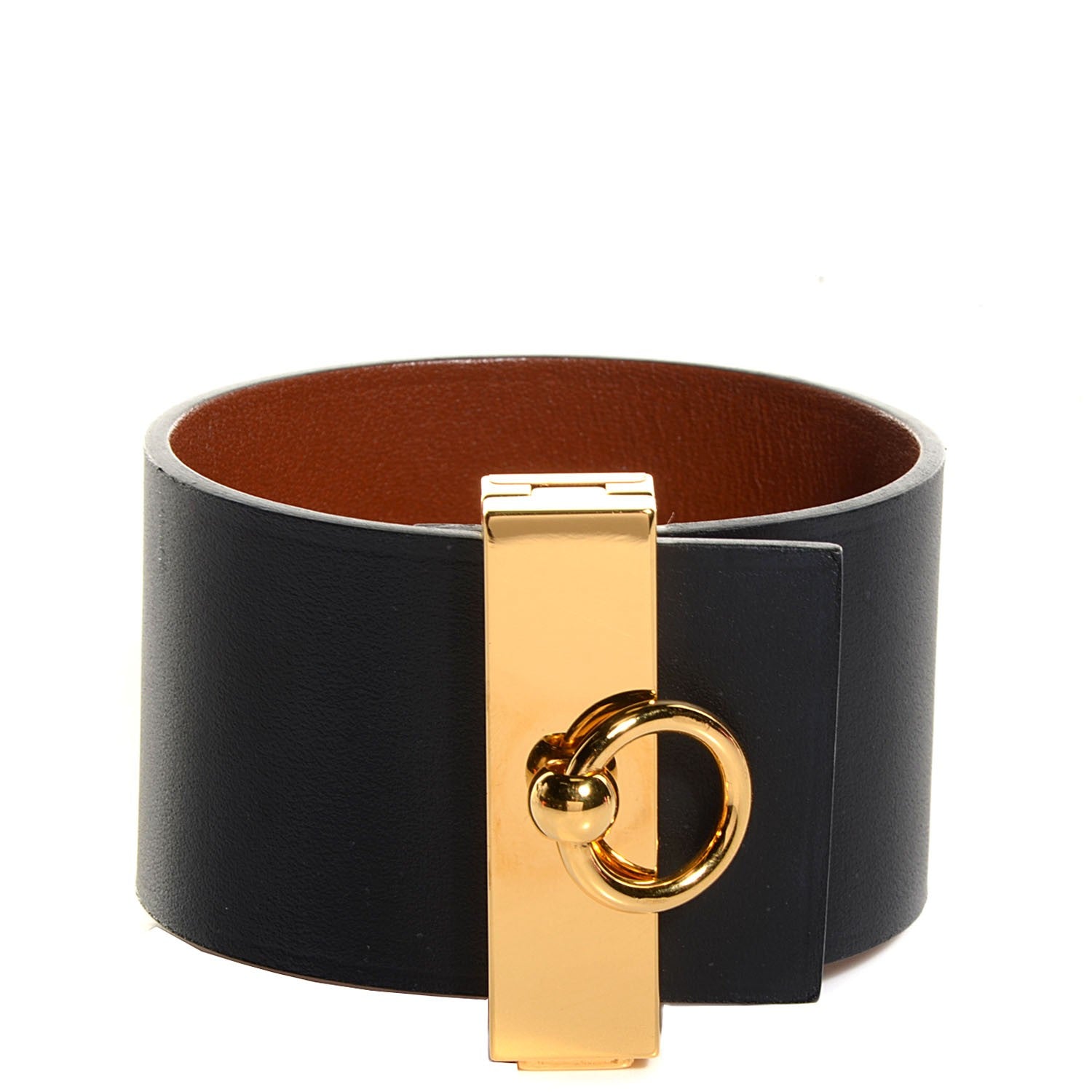 Hermes Chamonix Tadelakt Illusion Bracelet PM Black Fauve 1 of 8