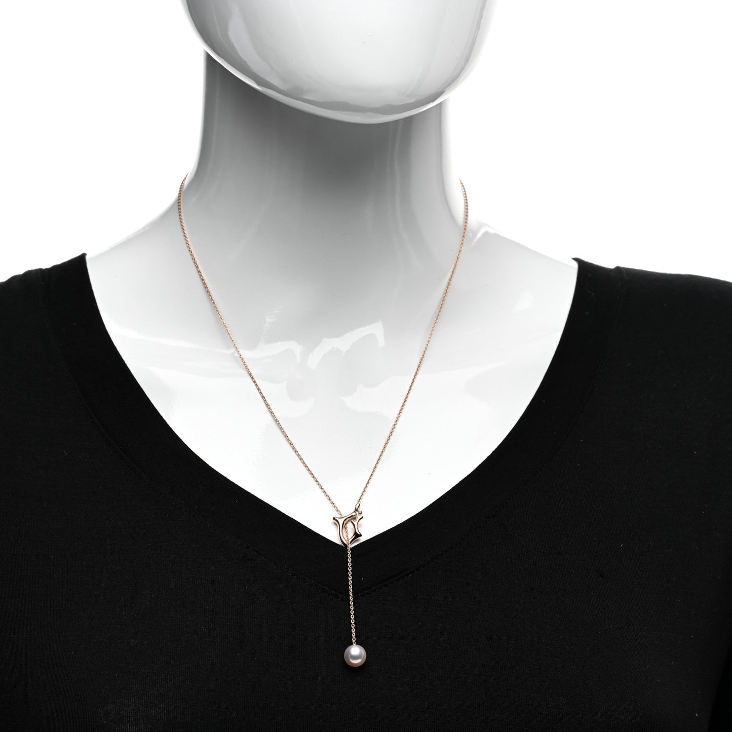 18K Rose Gold Pearl Drop Pendant Necklace