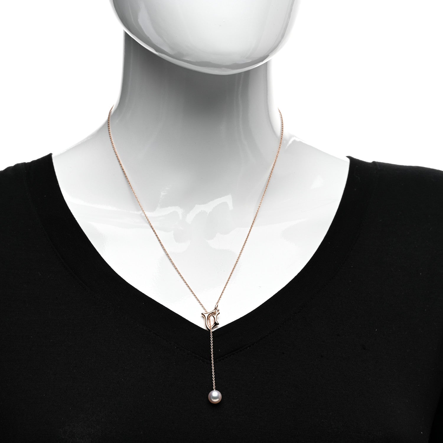 Mikimoto 18K Rose Gold Pearl Drop Pendant Necklace 2 of 4