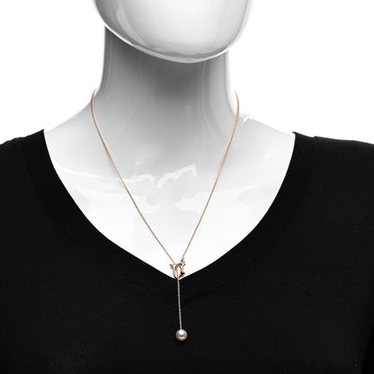 Mikimoto 18K Rose Gold Pearl Drop Pendant Necklace 2 of 4