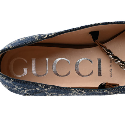 Gucci New Denim GG Monogram Nappa Deva Horsebit Chain Embellished Flats 35.5 Blue Tea Cuir Epilog 6 of 9