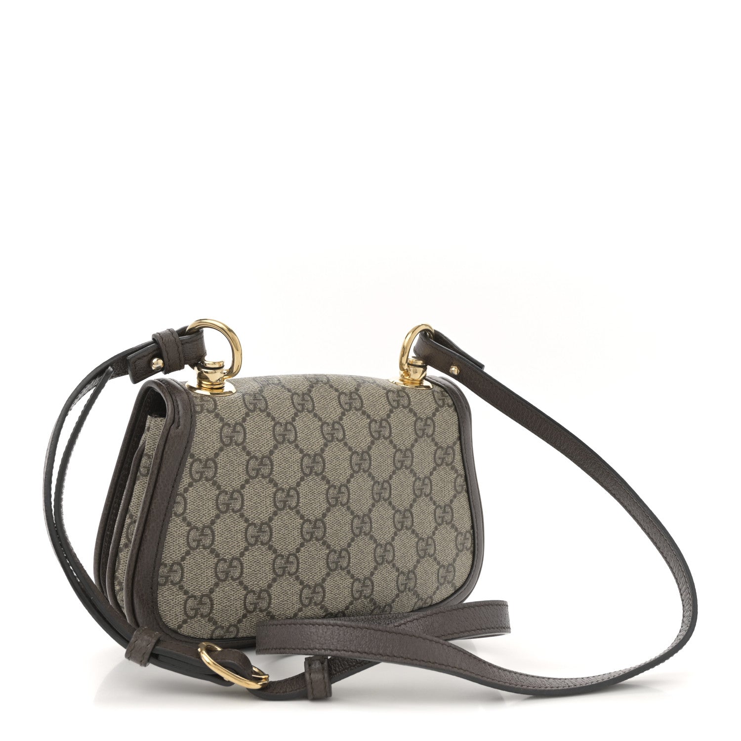 Gucci GG Supreme Monogram Textured Dollar Calfskin Mini Blondie Chain Shoulder Flap Bag Beige Ebony New Acero 3 of 11