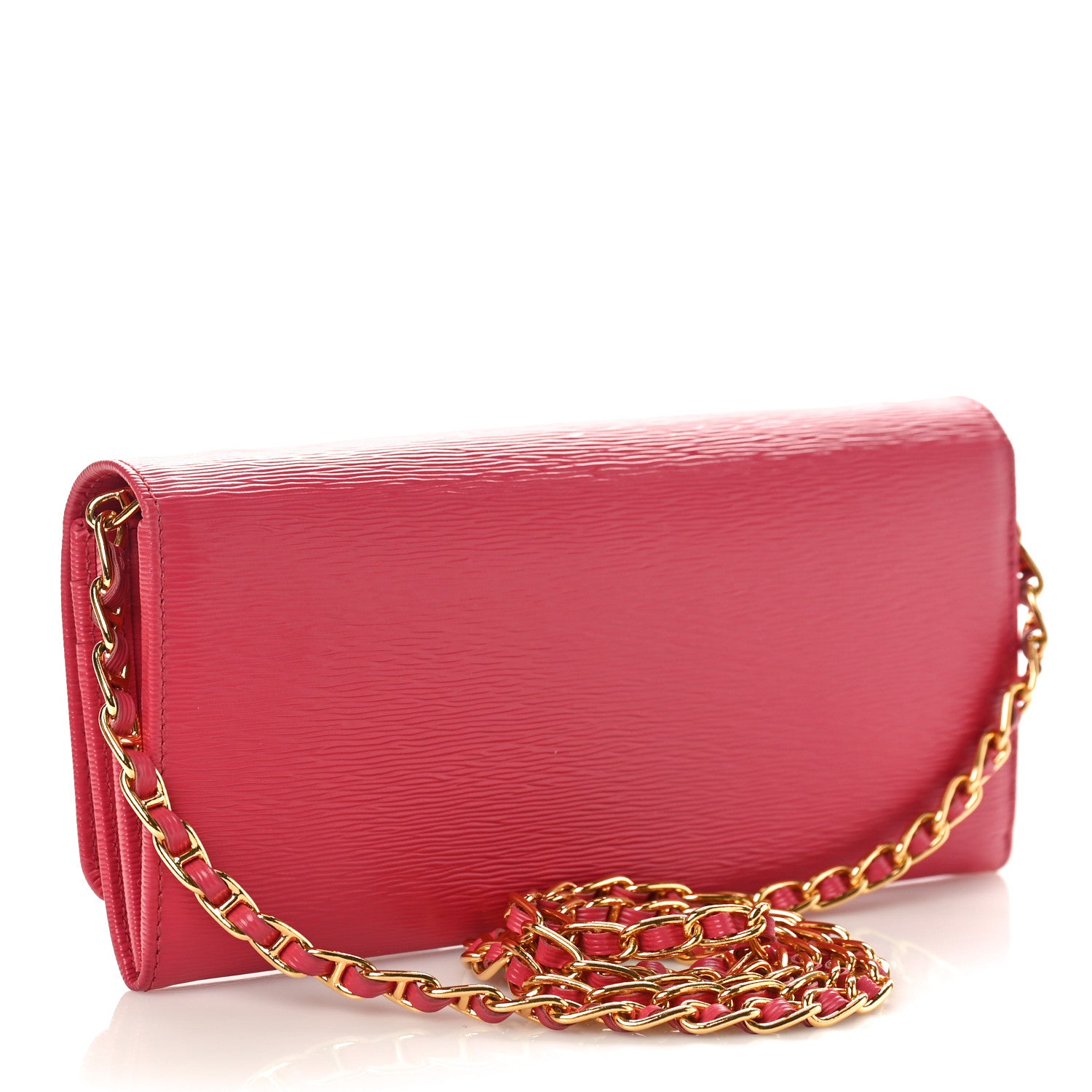 Prada Vitello Move Metal Oro Chain Wallet Peonia 2 of 8