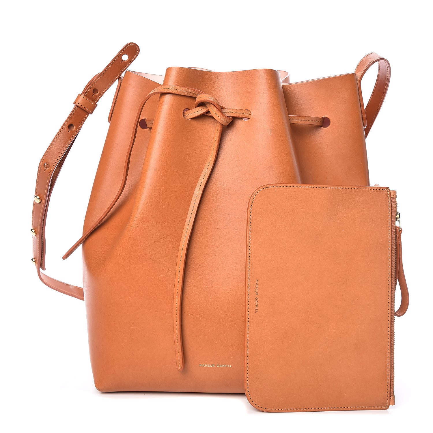 Mansur Gavriel Vegetable Tanned Calfskin Bucket Bag Cammello Rosa 1 of 14