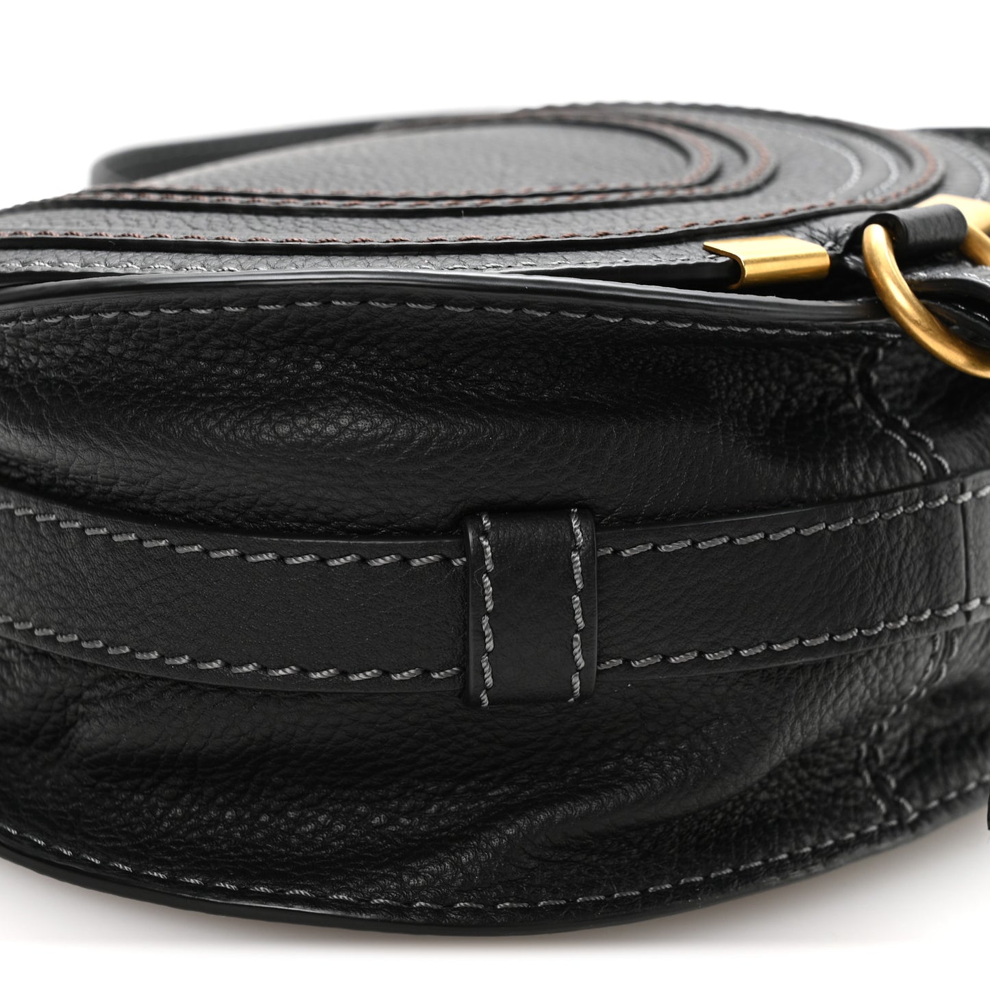 Calfskin Mini Marcie Round Crossbody Bag Black