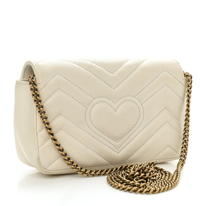 Gucci Calfskin Matelasse Super Mini GG Marmont Shoulder Bag White 3 of 11