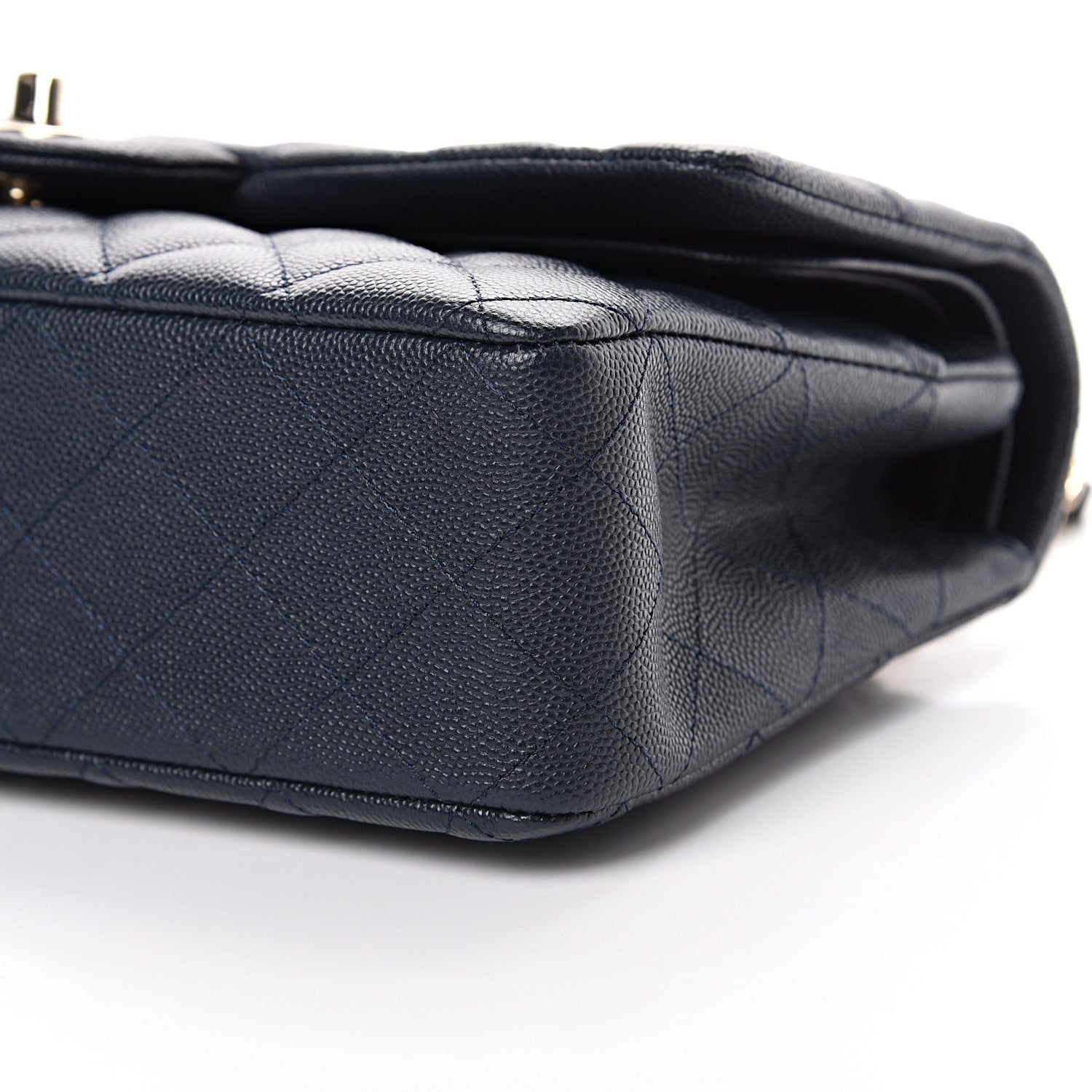 Chanel Caviar Quilted Medium Double Flap Dark Blue 9 of 10