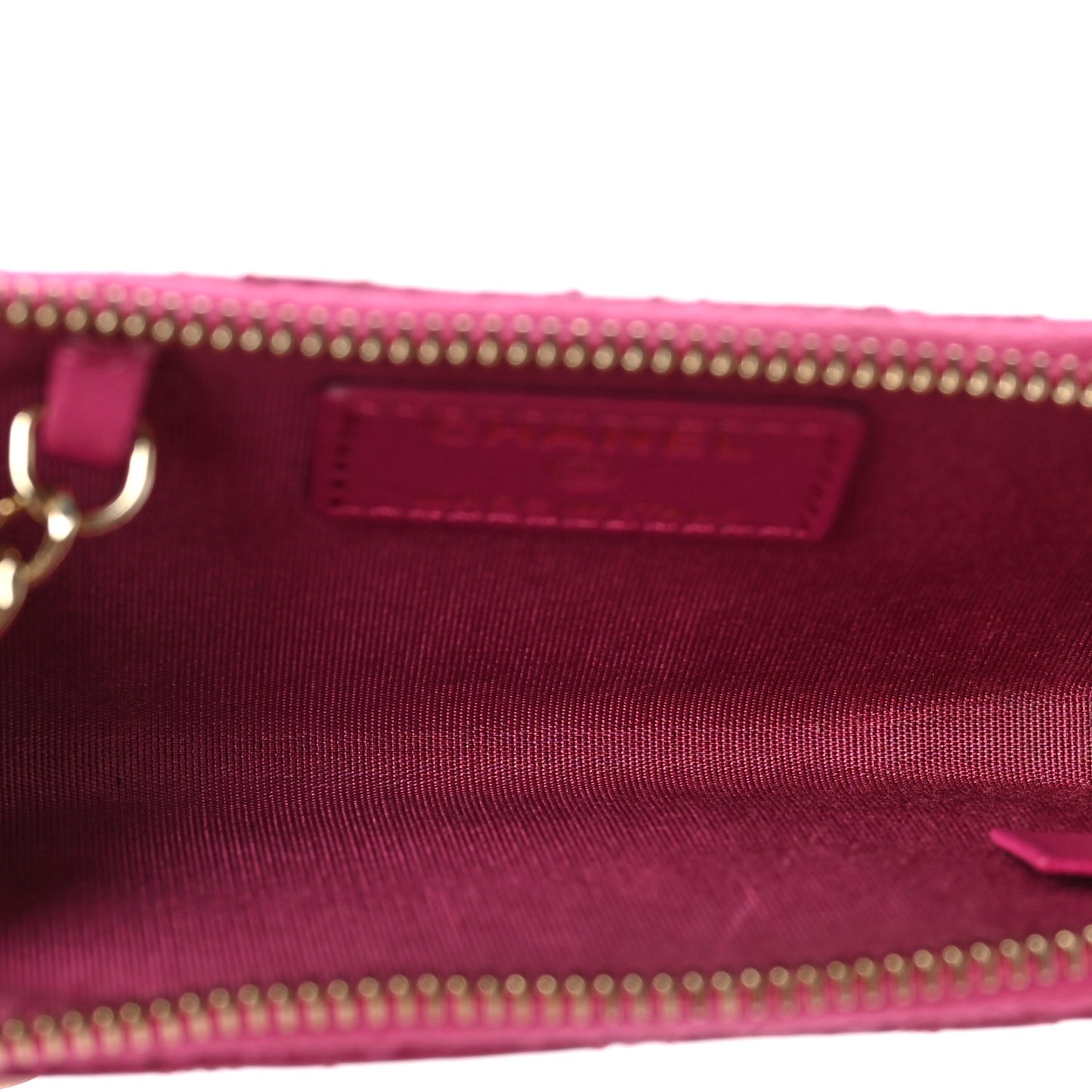 Lambskin Camellia Embossed Key Holder Case Fuchsia