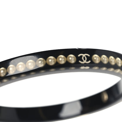 Chanel Resin Pearl CC Bangle Black 5 of 6