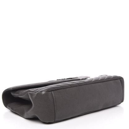Saint Laurent Sheepskin Matelasse Chevron Monogram Large College Satchel Dark Anthracite 4 of 16