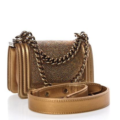 Chanel Galuchat Stingray Mini Boy Flap Gold 3 of 11