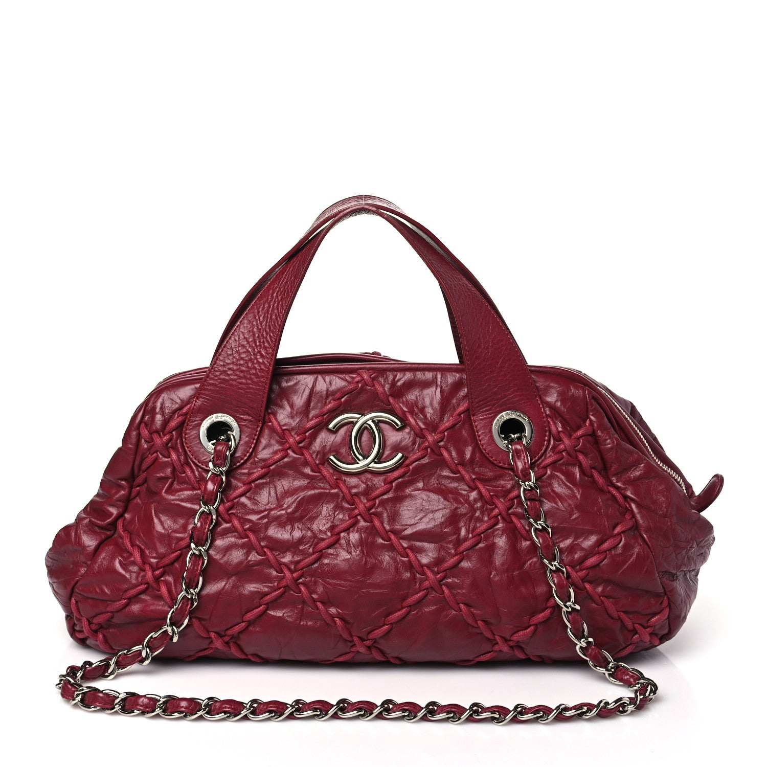 Chanel Calfskin Ultra Stitch Bowler Red 1 of 12