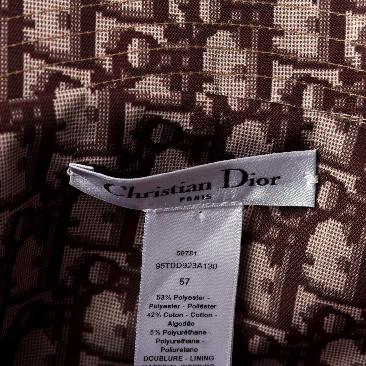 Christian Dior Polyester Cotton Oblique Teddy-D Brim Bucket Hat 57 Beige 7 of 7