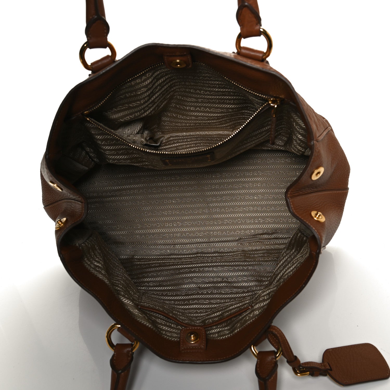 Prada Vitello Daino Tote Brown 5 of 12