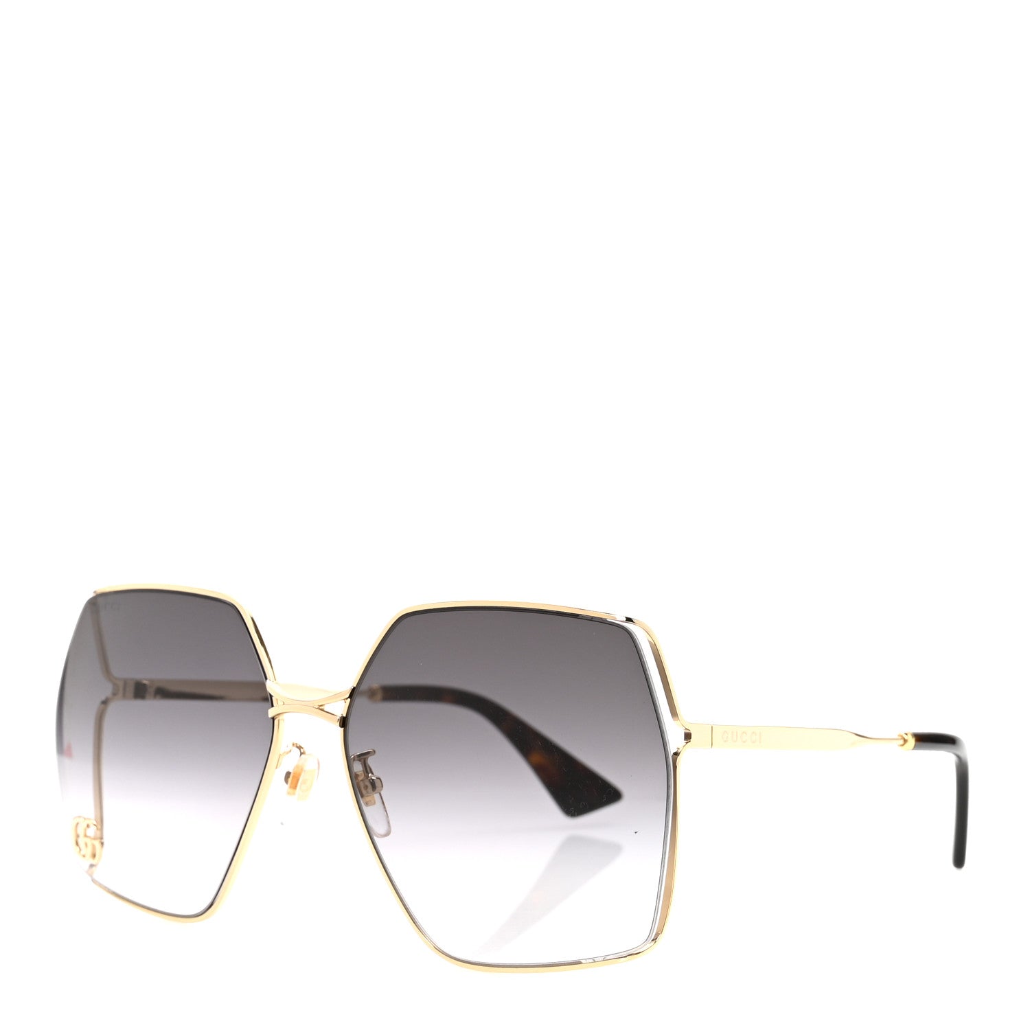 Gucci Metal Square Frame Sunglasses GG0817S Gold 1 of 16