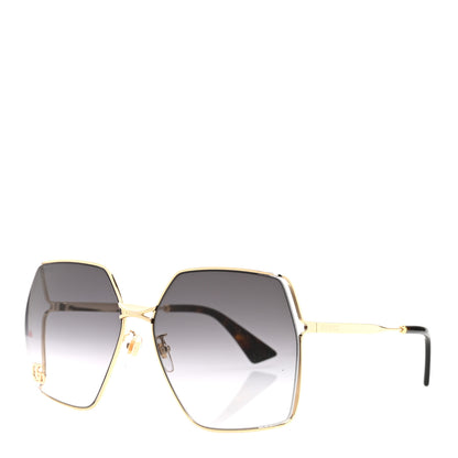 Gucci Metal Square Frame Sunglasses GG0817S Gold 1 of 16