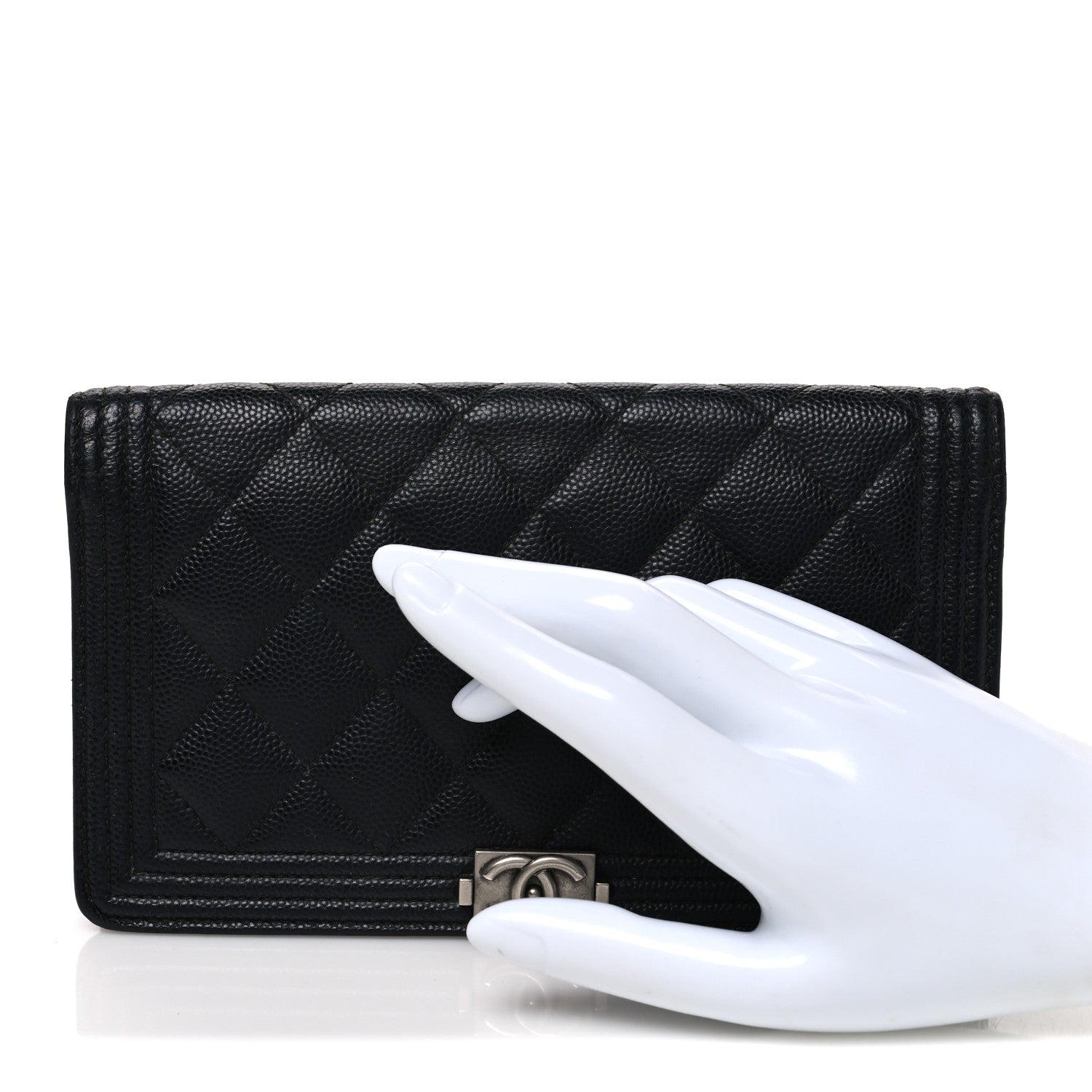 Chanel Caviar Quilted Boy Yen Wallet Black 2 of 8