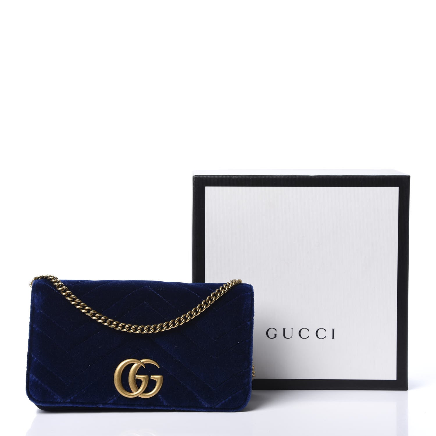Gucci Velvet Matelasse GG Marmont Mini Bag Cobalt Blue 9 of 9
