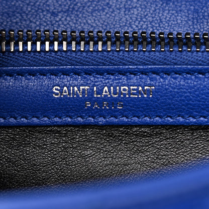 Saint Laurent Sheepskin Matelasse Chevron Monogram Medium College Bag Royal Blue 5 of 9