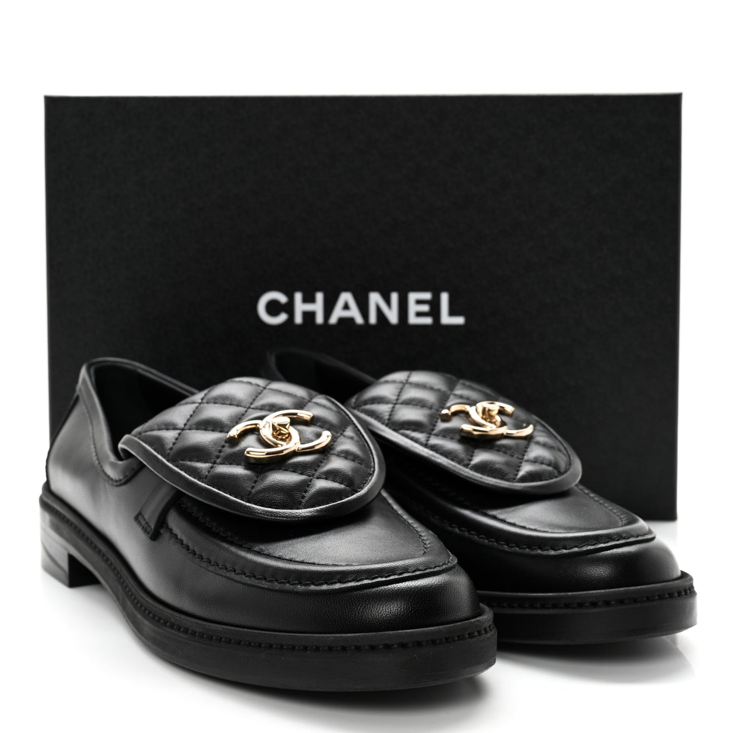 Lambskin Quilted CC Turnlock Loafers 39.5 Black