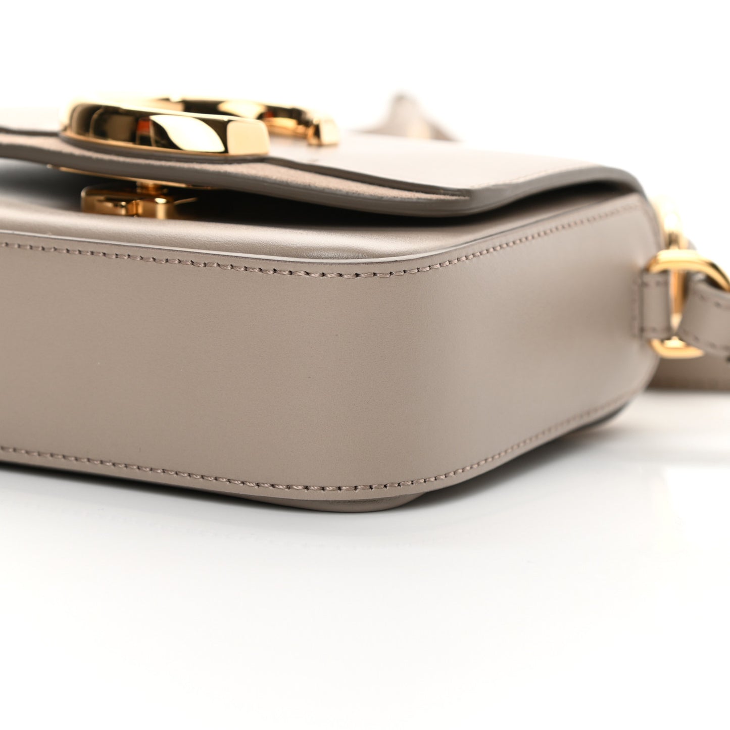 Shiny Calfskin Suede Mini C Double Carry Motty Grey