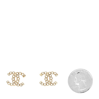 Chanel Pearl Crystal CC Earrings Gold 2 of 4