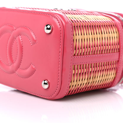 Chanel Calfskin Raffia Small Take Away Vanity Case Bag Pink Beige 8 of 9