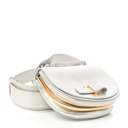Delvaux Metallic Crispy Calfskin Mini Le Mutin Saddle Bag Antique Silver 4 of 9