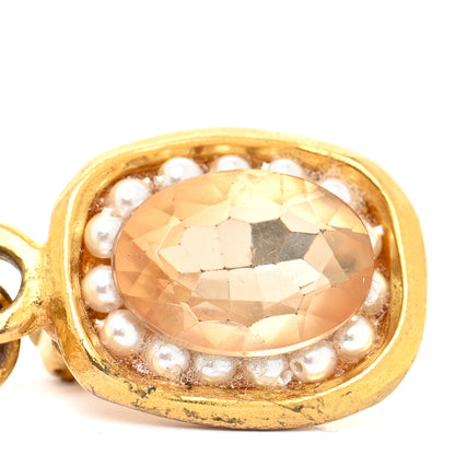 Chanel Crystal Pearl CC Drop Clip On Earrings Gold 5 of 6