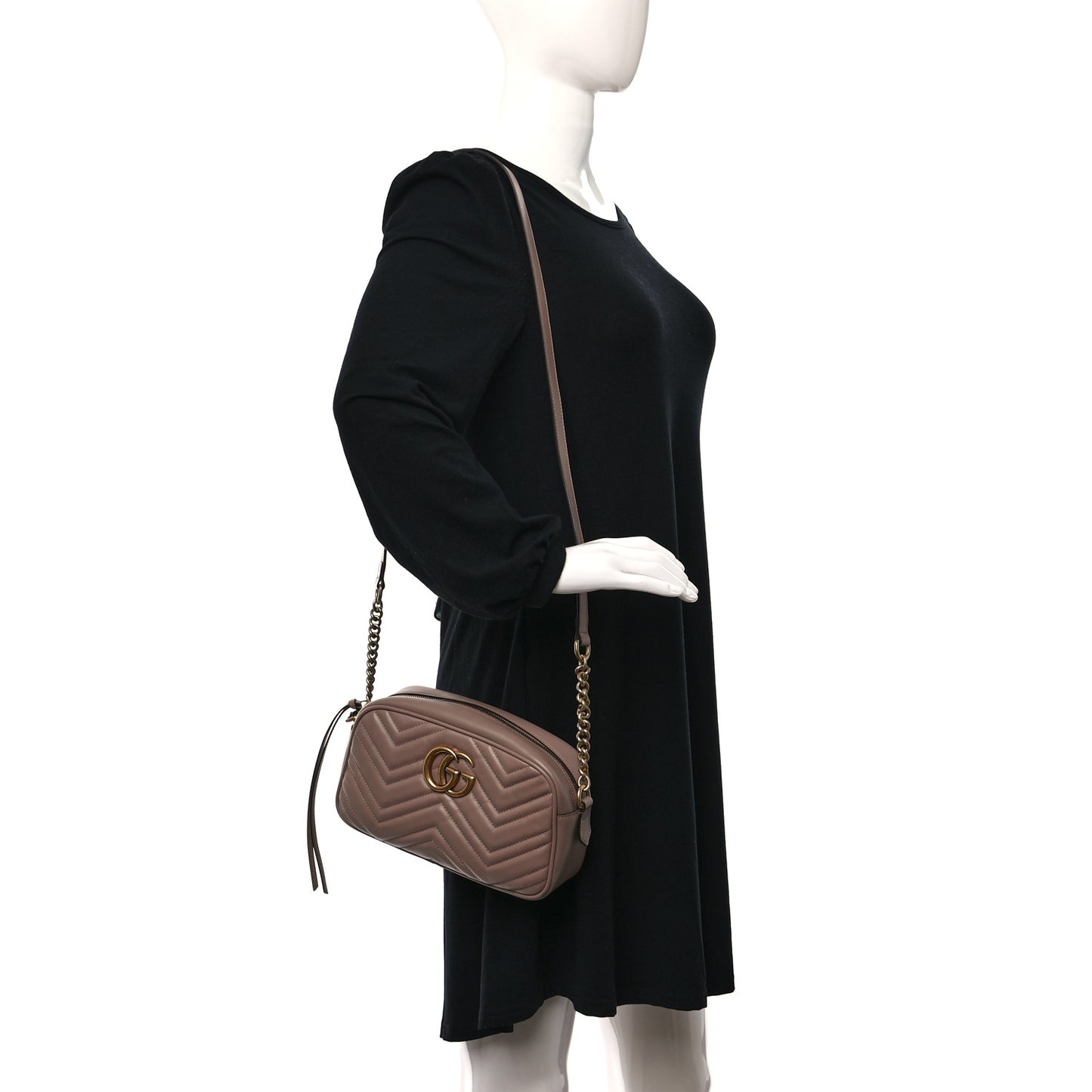 Calfskin Matelasse Small GG Marmont Chain Shoulder Bag Porcelain Rose
